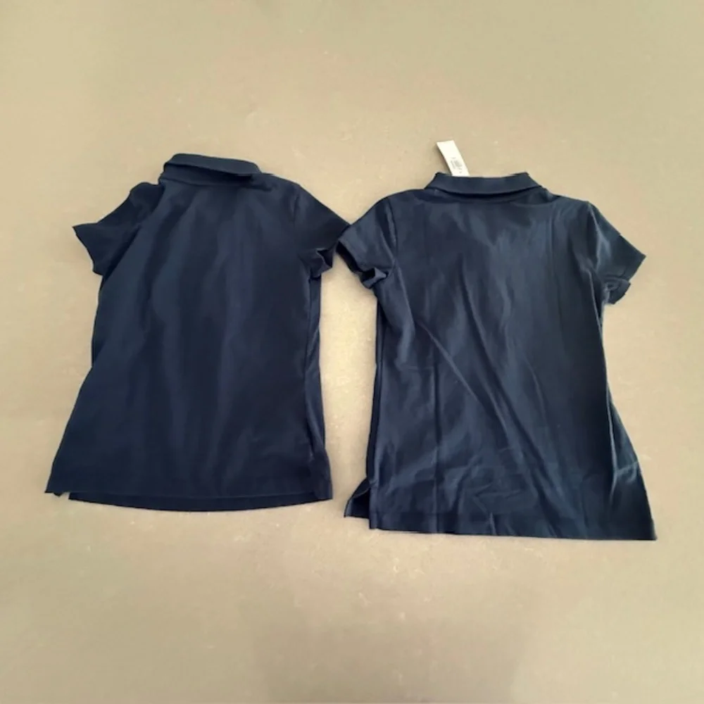 2 Old Navy Ink Blue Uniform Pique Short Sleeve Polo Girls Size Small (6/7) 1 NWT